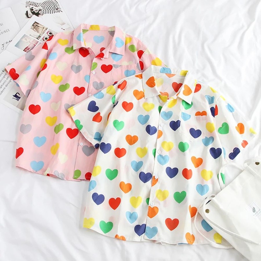 Fashion Kawaii Shop Shirts | Kawaii Summer Woman Shirt With Hearts