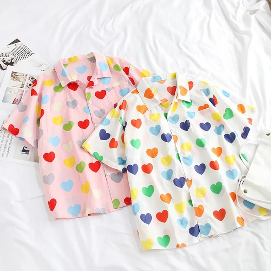 Fashion Kawaii Shop Shirts | Kawaii Summer Woman Shirt With Hearts