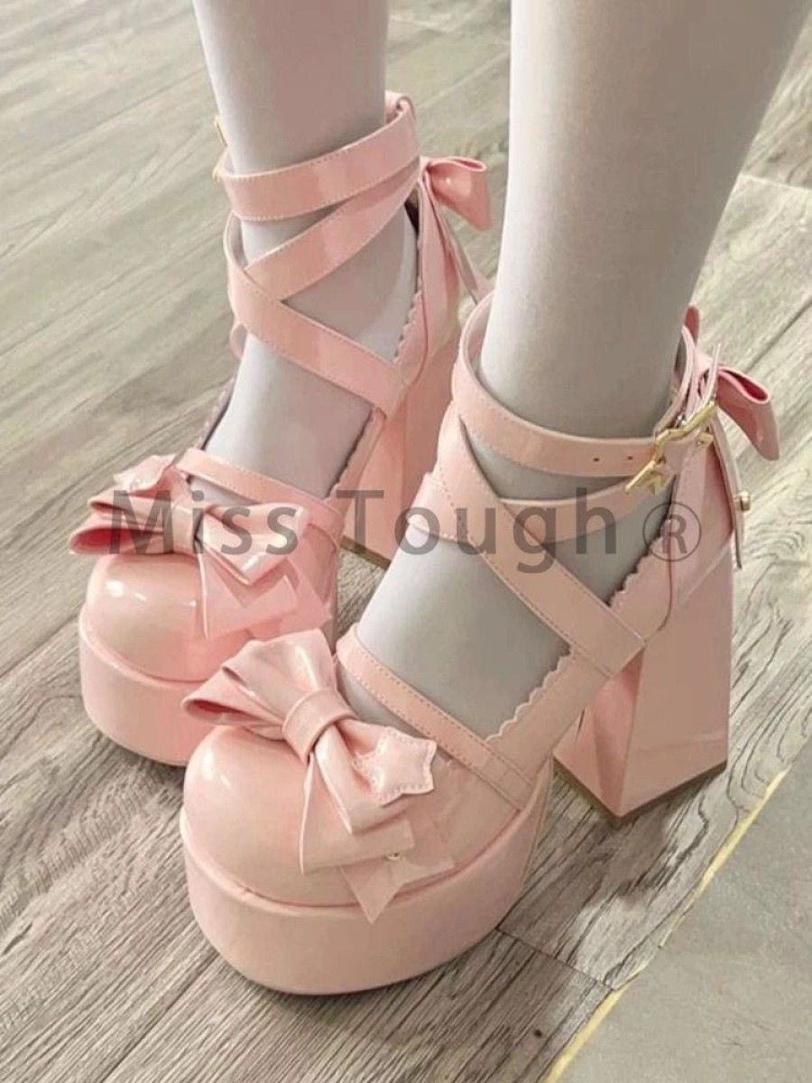 Fashion Kawaii Shop Shoes & Boots | Vintage Kawaii Mary Janes With Star Buckle Women'S Lolita Platform Shoes