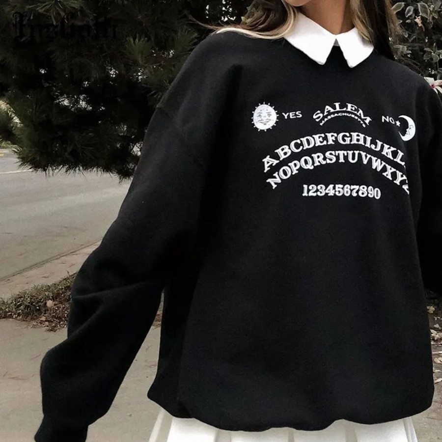 Fashion Kawaii Shop Sweaters & Hoodies | Gothic O Ita Ouija Hoodie Black