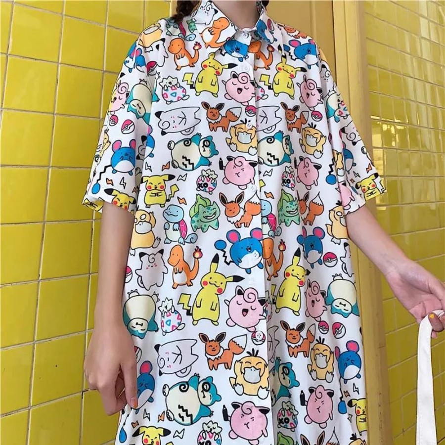 Fashion Kawaii Shop Shirts | Long Harajuku Pokemon Shirt