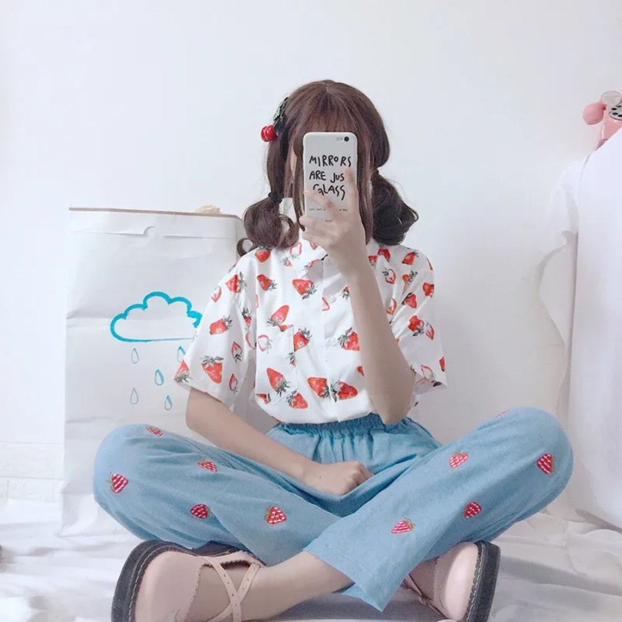 Fashion Kawaii Shop Shirts | Vintage Strawberry Shirt