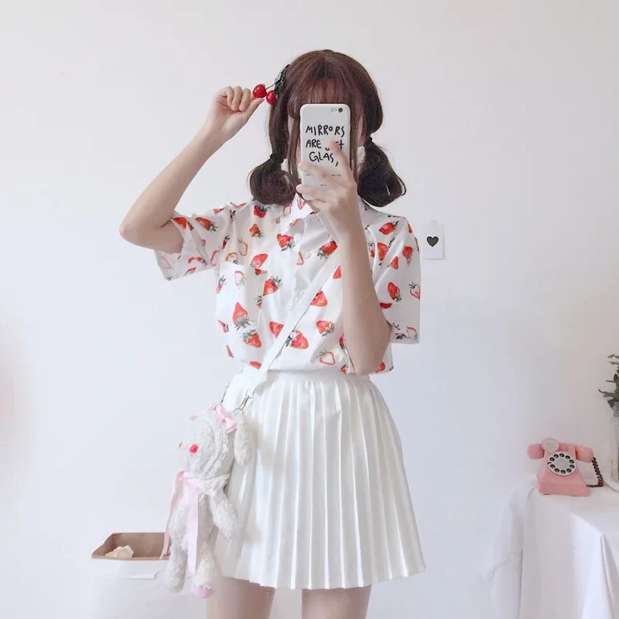 Fashion Kawaii Shop Shirts | Vintage Strawberry Shirt