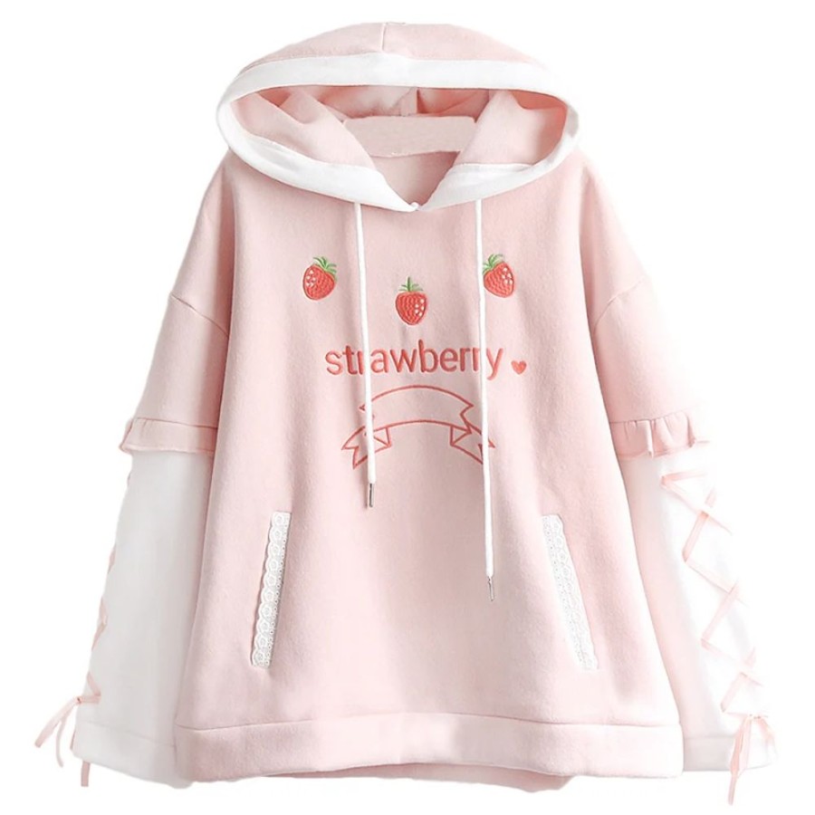 Fashion Kawaii Shop Sweaters & Hoodies | Kawaii Sweet Strawberry Hoodie