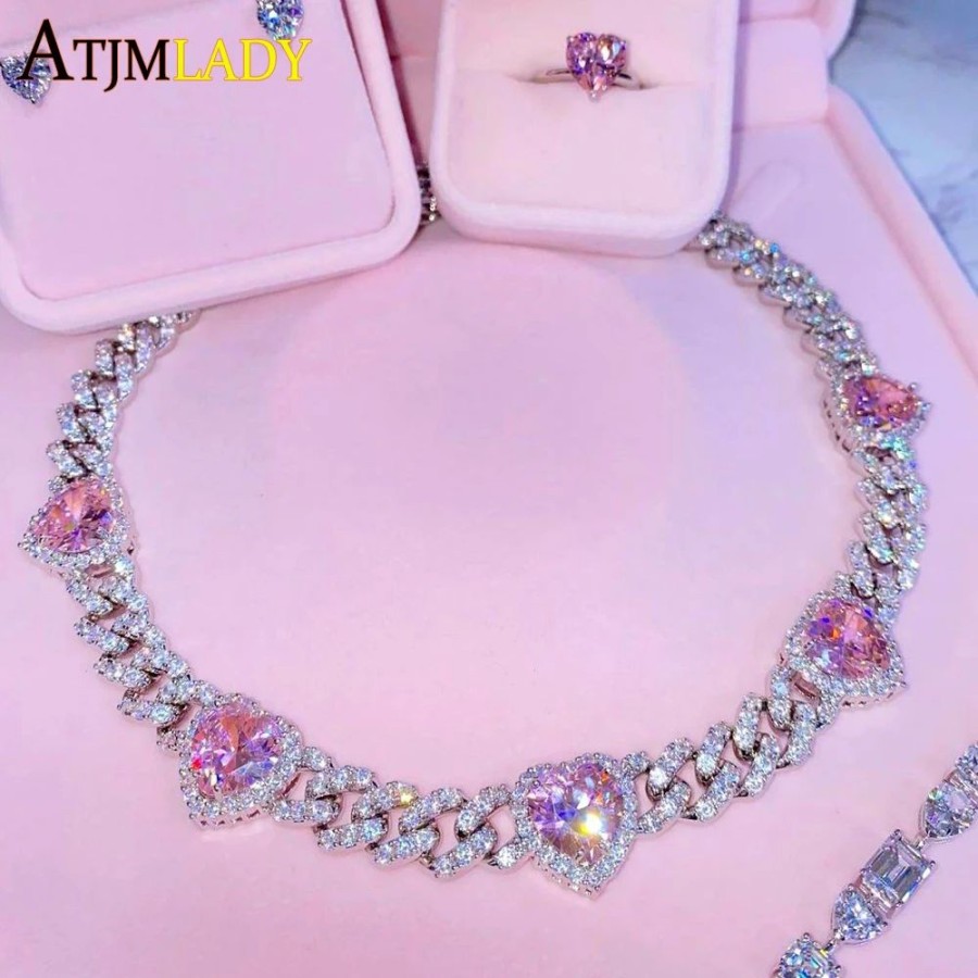 Accessories Kawaii Shop | Sparkling Pink Heart Miami Choker