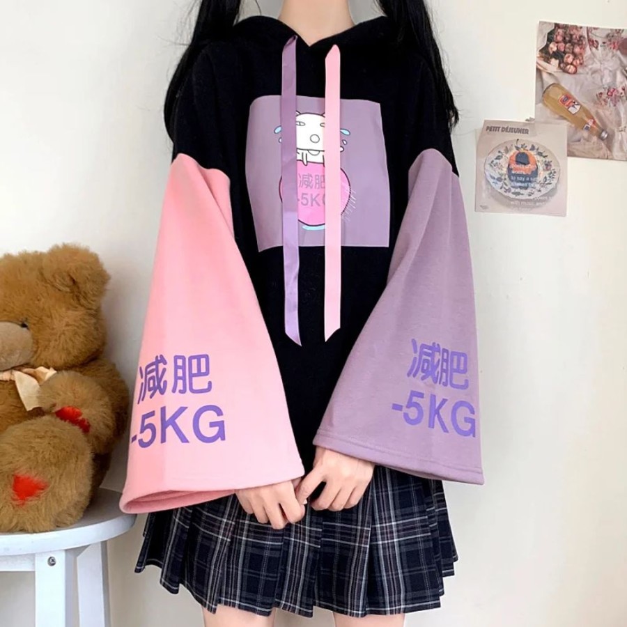 Fashion Kawaii Shop Sweaters & Hoodies | Kawaii Paste Pink & Purp E Paste Kitty F Eece Sweater