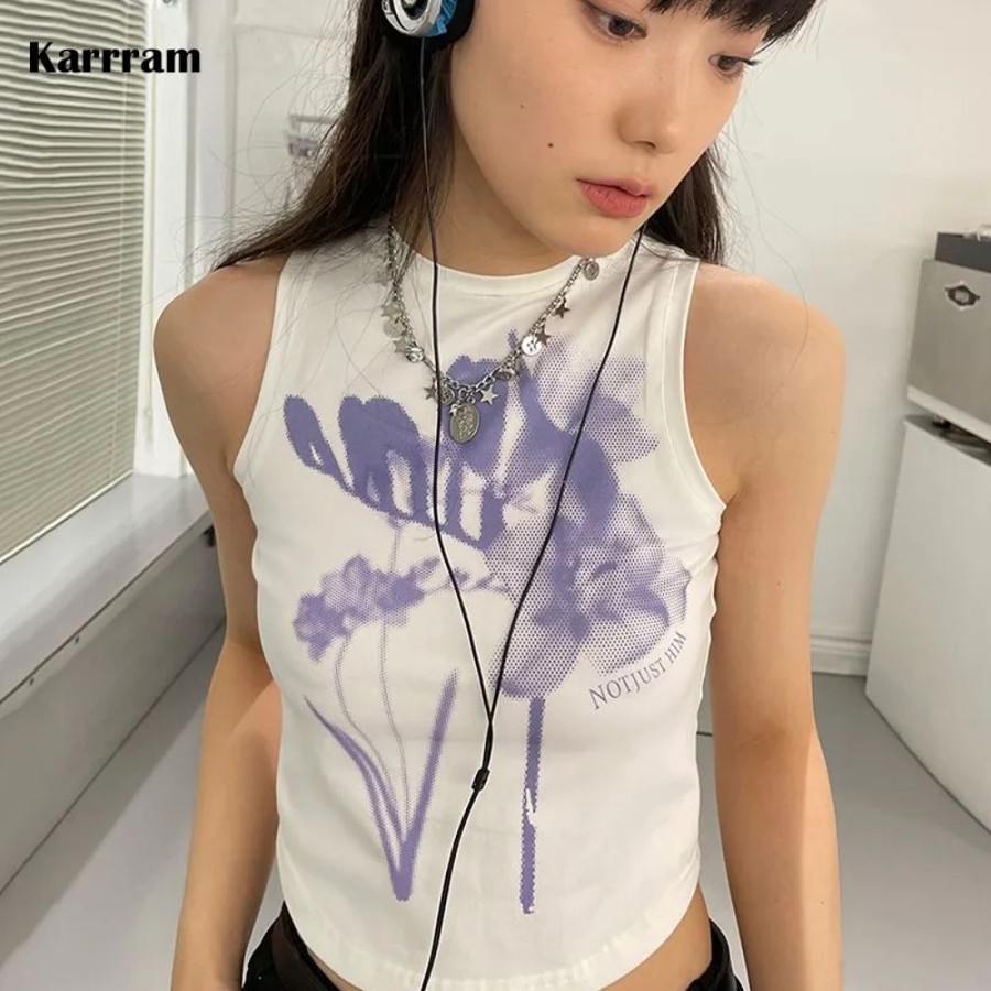 Fashion Kawaii Shop Tank & Crop Tops | Ae Thetic Grunge Tank Top White