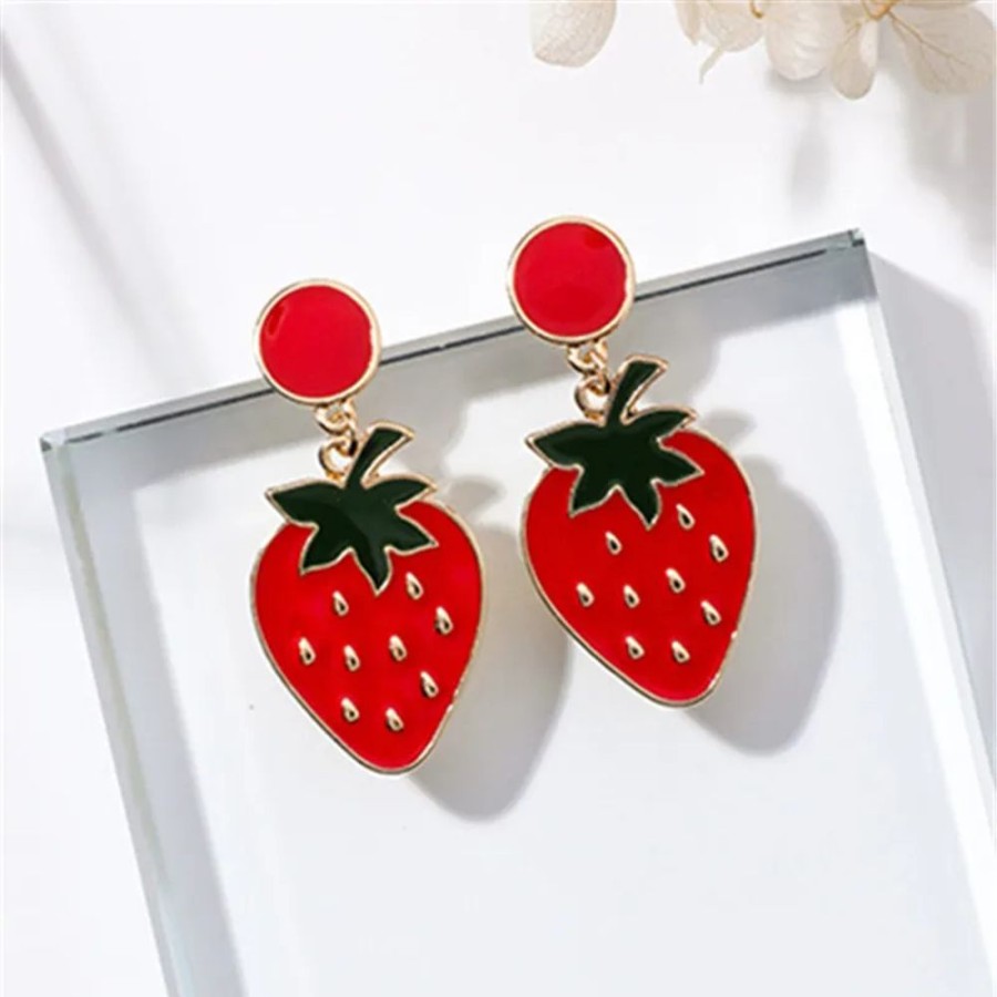 Accessories Kawaii Shop | Red Cherry, Strawberry, Cactus Stud Earrings