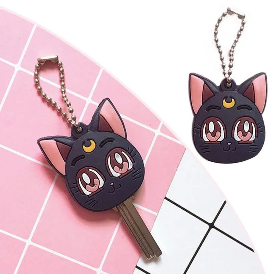 Accessories Kawaii Shop | Cute Sailor Moon Luna Cat Keychain Charm