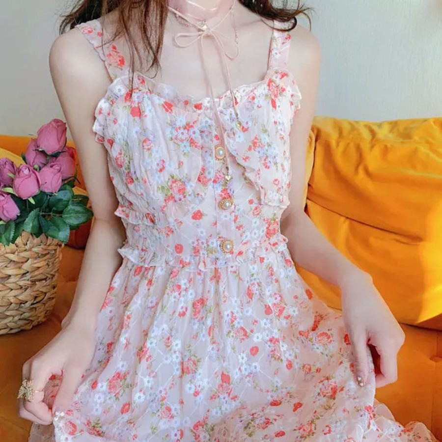 Fashion Kawaii Shop Dresses | Cute Summer Print Floral Vintage Long Dress