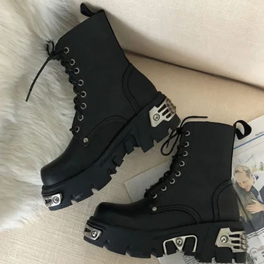 Fashion Kawaii Shop Shoes & Boots | Chunky Gothic Ankle Boots