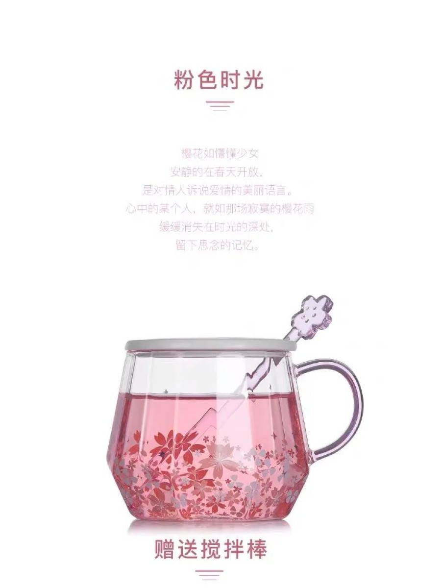 Home & Gadgets Kawaii Shop | Kawaii Sakura Cherry Blossom Heat-Resistant Glass Cup