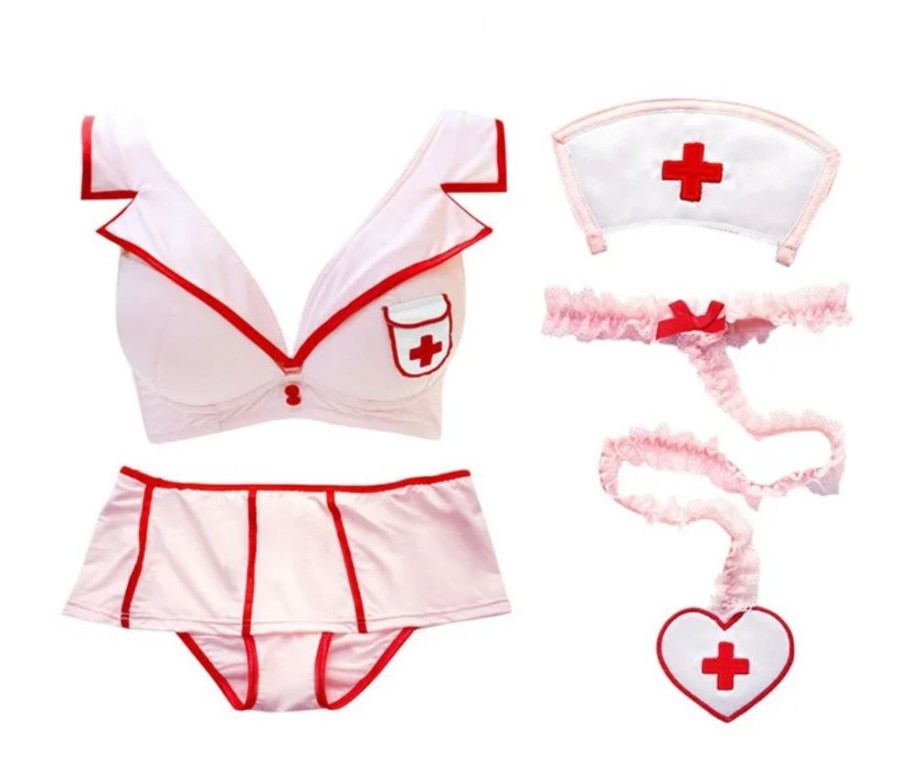 Fashion Kawaii Shop Lingerie | Sexy Kawaii Pink Nurse Cosplay Uniform Light Pink