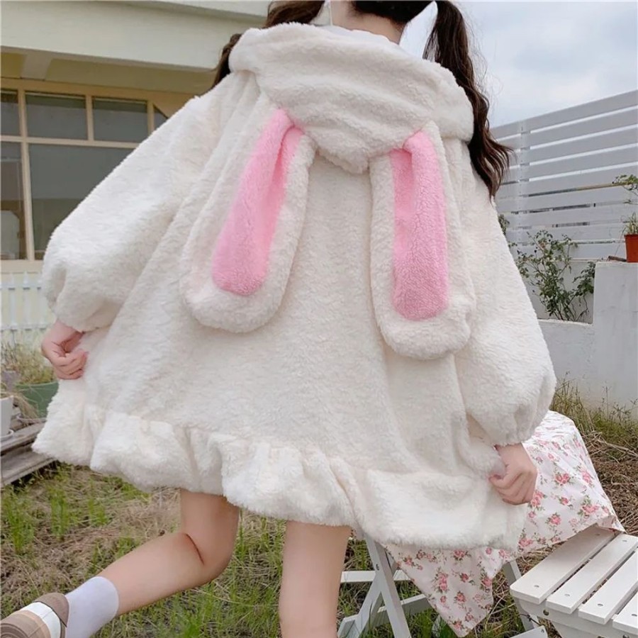 Fashion Kawaii Shop Coats & Jackets | Kawaii Rabbit Ear Hooded Coat