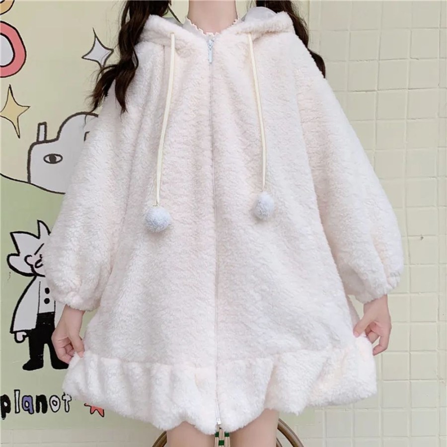 Fashion Kawaii Shop Coats & Jackets | Kawaii Rabbit Ear Hooded Coat