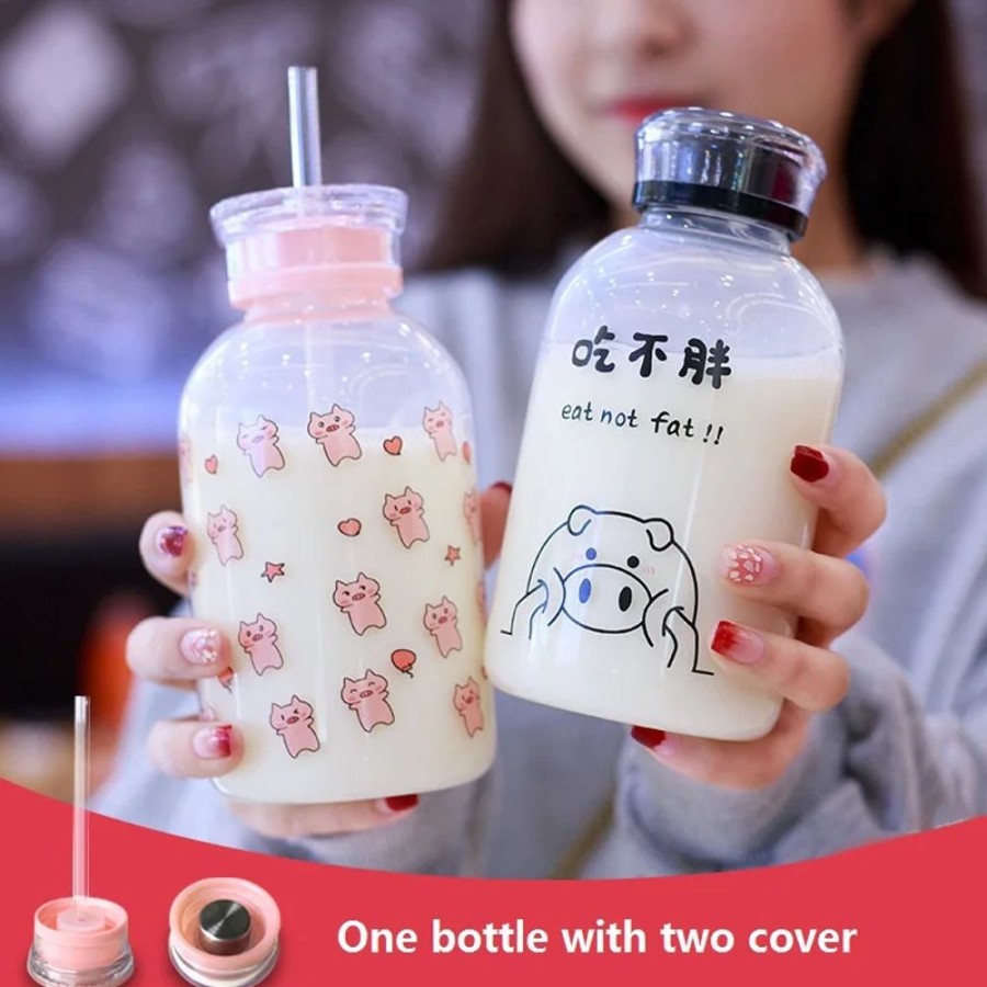 Home & Gadgets Kawaii Shop | Cute Pig Water Bottle 450 Ml