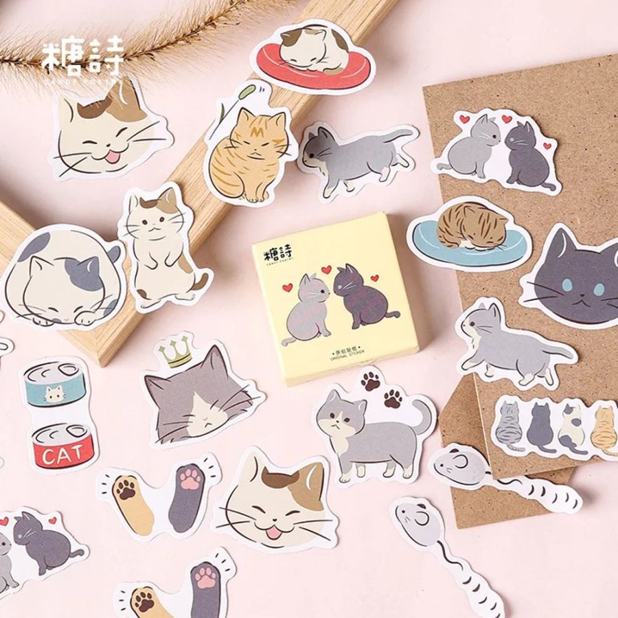 Stationary Kawaii Shop | 45Pcs Of Playful Cats Decorative Stickers