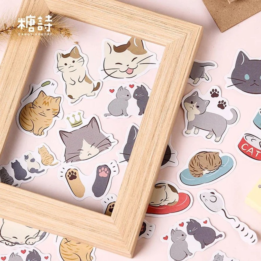 Stationary Kawaii Shop | 45Pcs Of Playful Cats Decorative Stickers