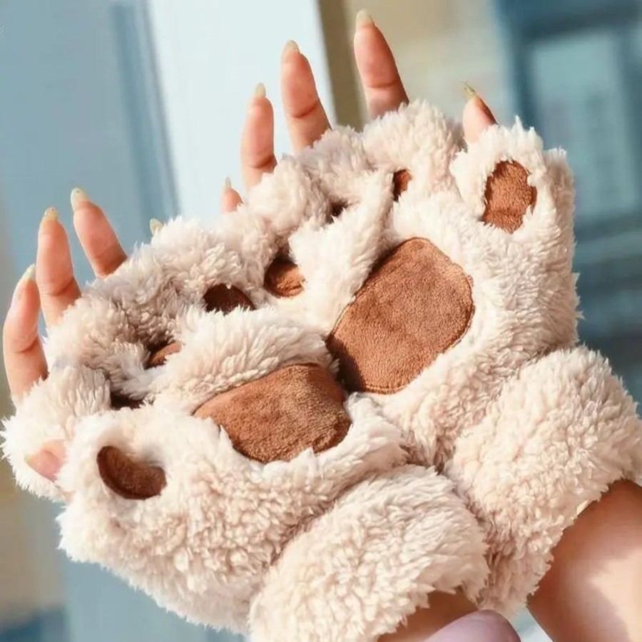 Accessories Kawaii Shop | Kawaii Cat Paw Mittens Fingerless Gloves