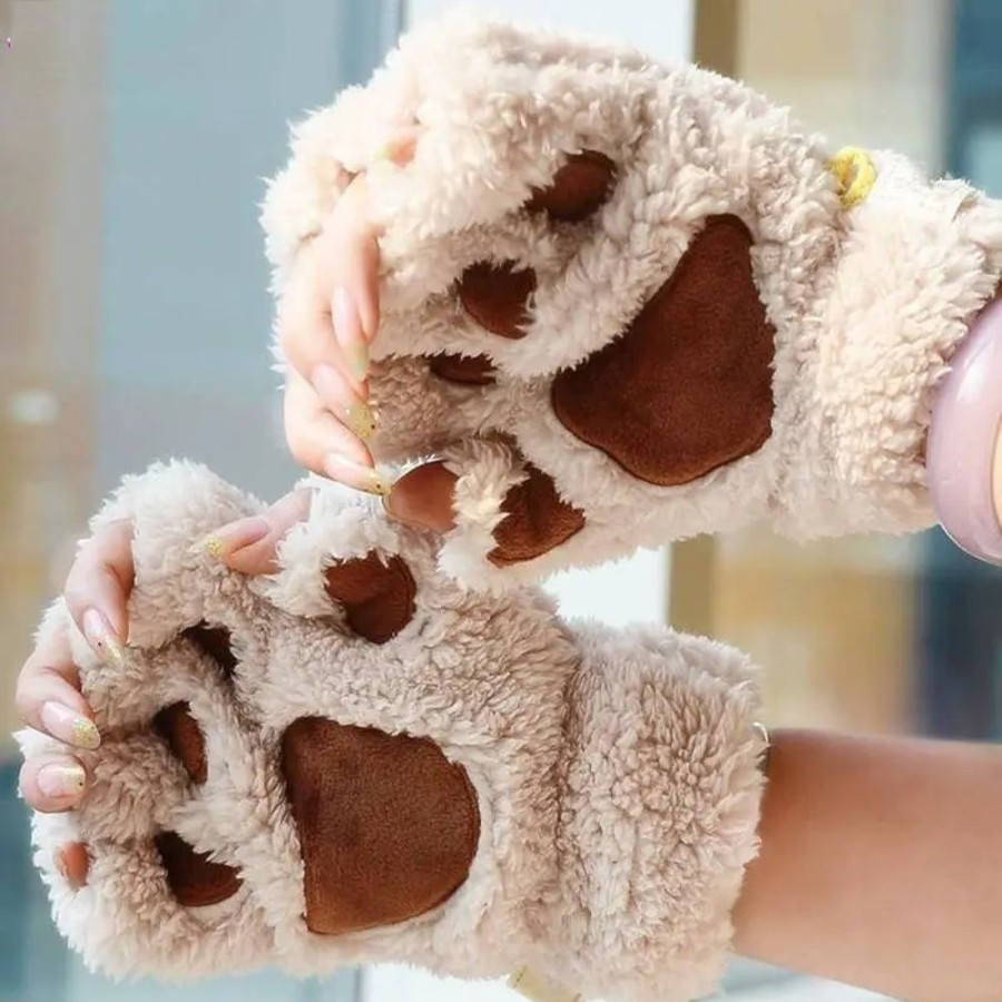 Accessories Kawaii Shop | Kawaii Cat Paw Mittens Fingerless Gloves