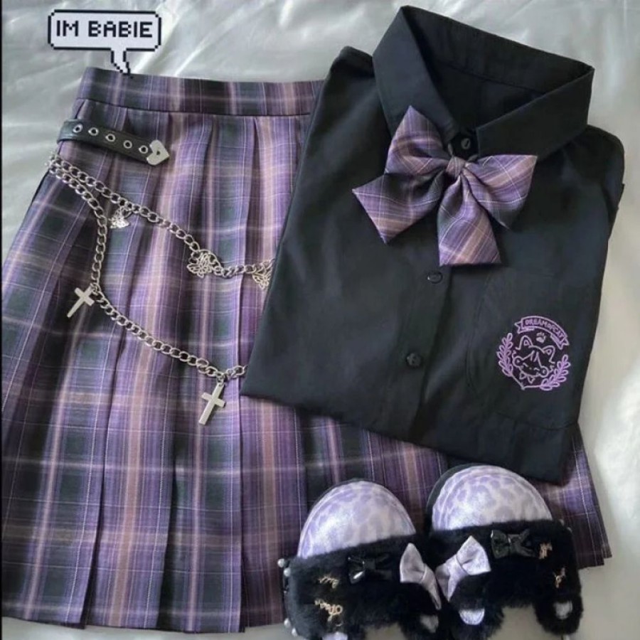 Fashion Kawaii Shop Shirts | Japane E Harajuku Purp E Pa Te Cute Unifor (3 Pc )