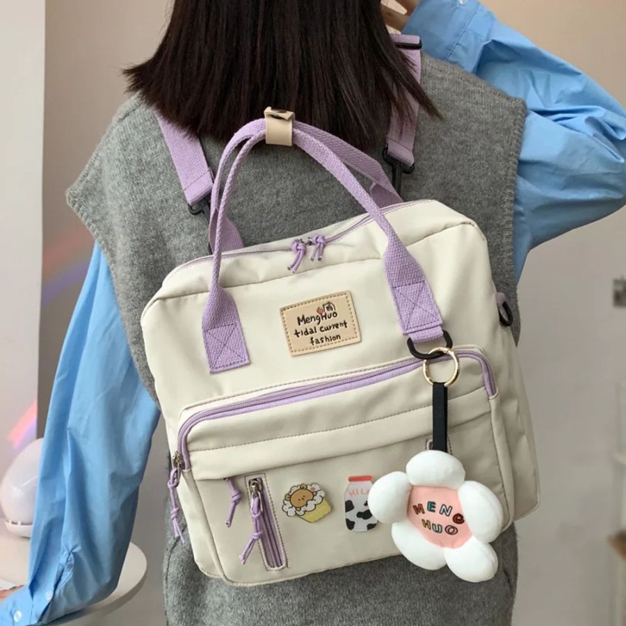 Accessories Kawaii Shop | Kawai Harajuku Cute Stickers Ring Buckle Flower Backpack