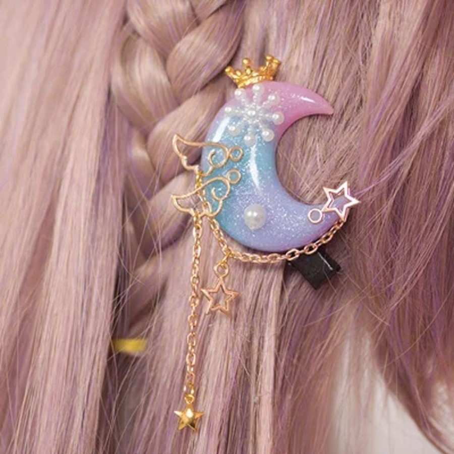 Accessories Kawaii Shop | Kawaii Princess Lolita Handmade Moon Hairpin