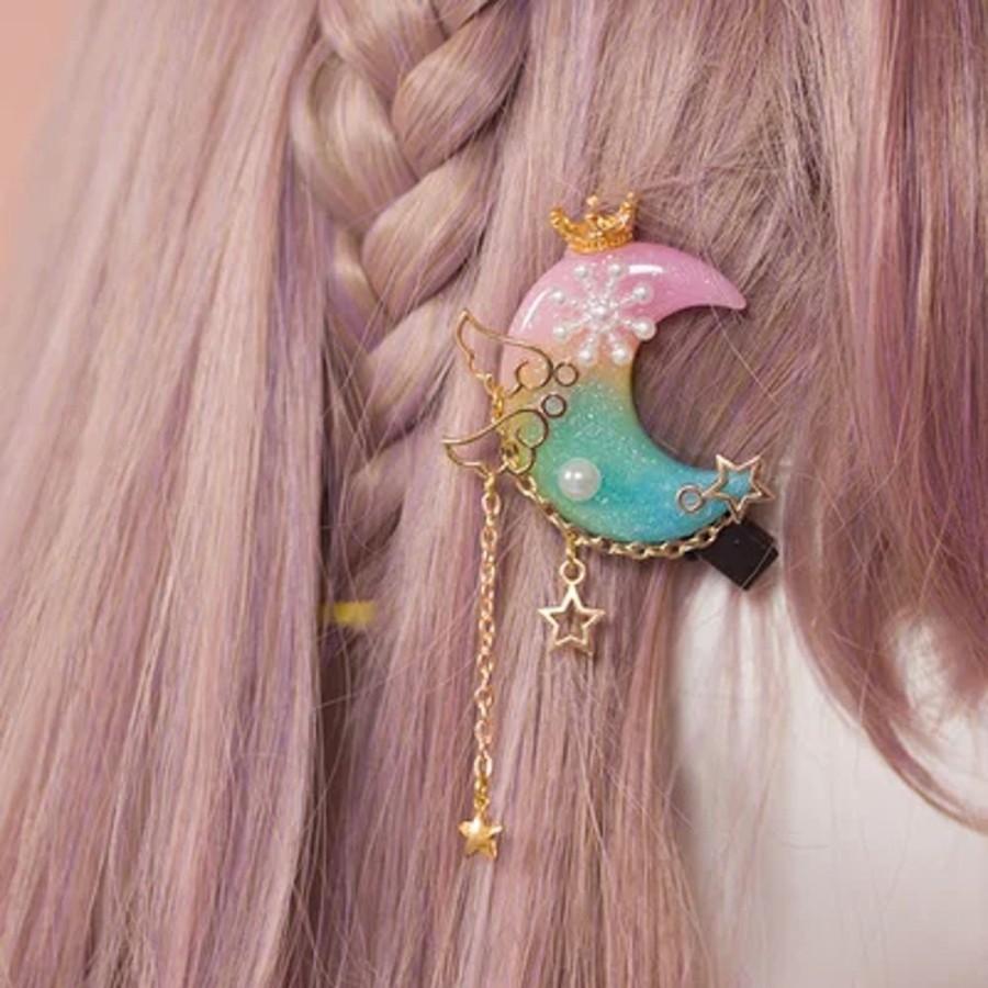 Accessories Kawaii Shop | Kawaii Princess Lolita Handmade Moon Hairpin