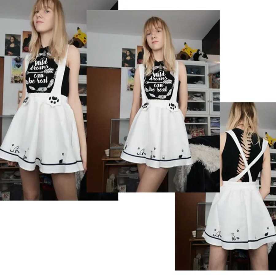 Fashion Kawaii Shop Skirts | Lolita Kitty Suspender Skirt