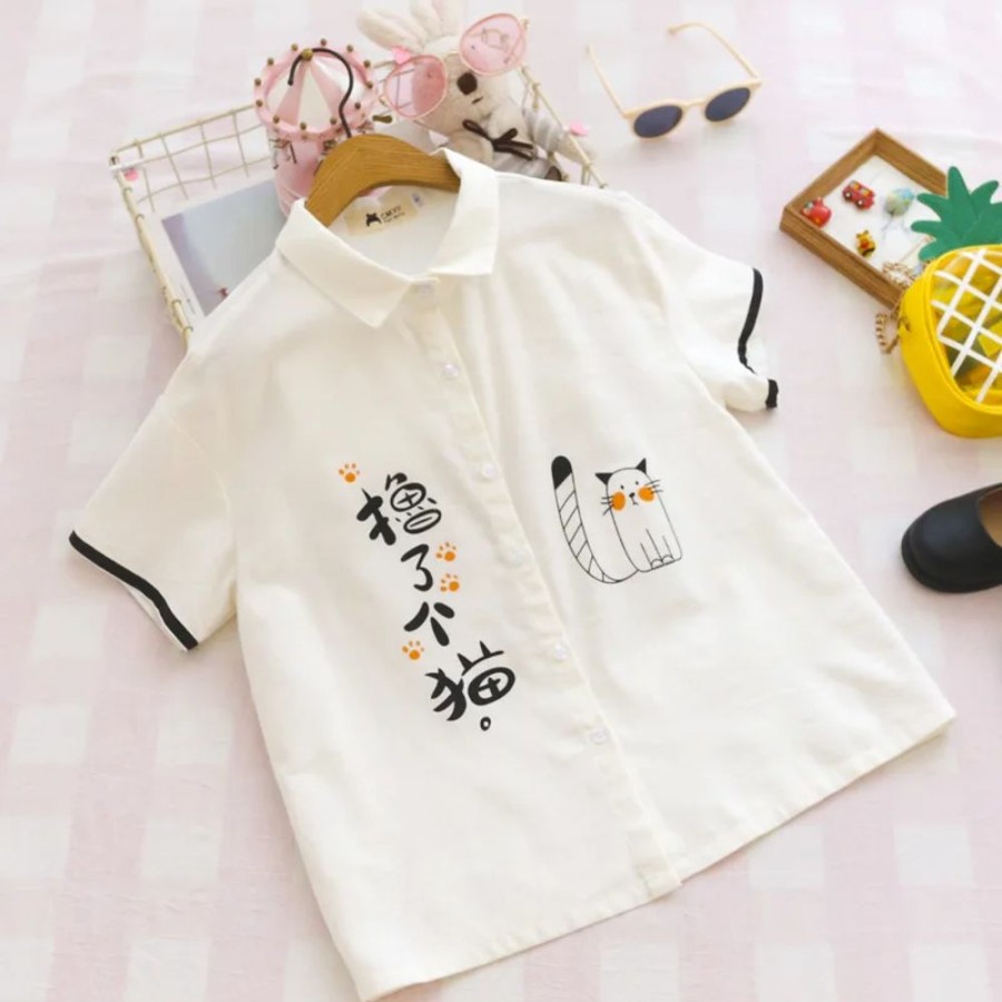 Fashion Kawaii Shop Shirts | Kawaii U Er Japane E Hirt Neko Milky Shirts